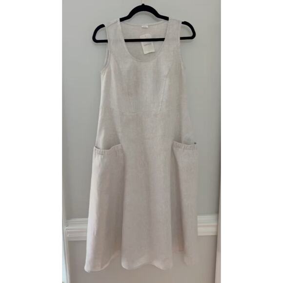 NWT Lintco Minimalist Capsule Lagenlook 100% Linen Beige Swing Tank Dress S/M - Picture 10 of 16